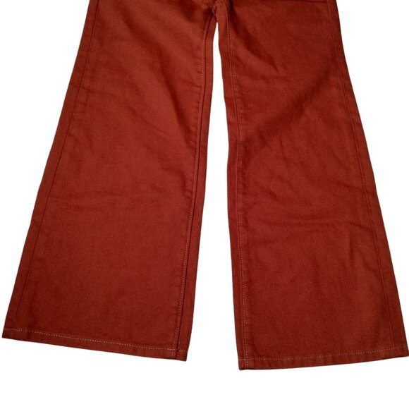 Old Navy Pants Girls Small 6 Baggy Wide Leg High Rise Rust Elastic Canvas READ - Picture 4 of 12